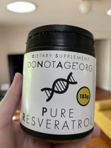 a 183 g container of DoNotAge Pure Trans Resveratrol, from my most recent order