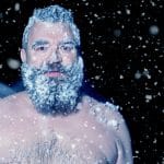 Man exposed to cold snow to induce Hormesis